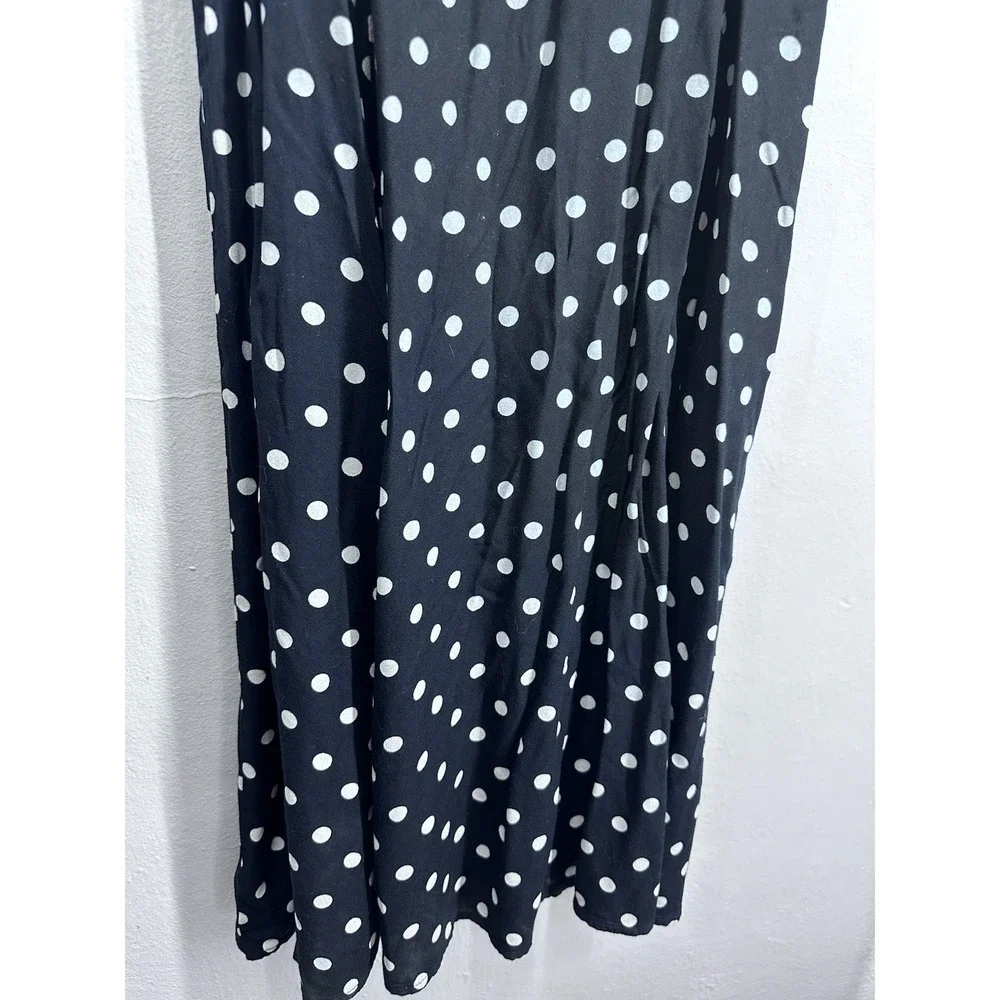 Coquette Puff Sleeve MEDIUM Black White Polka Dot 40s Style Midi Sun‎ Dress